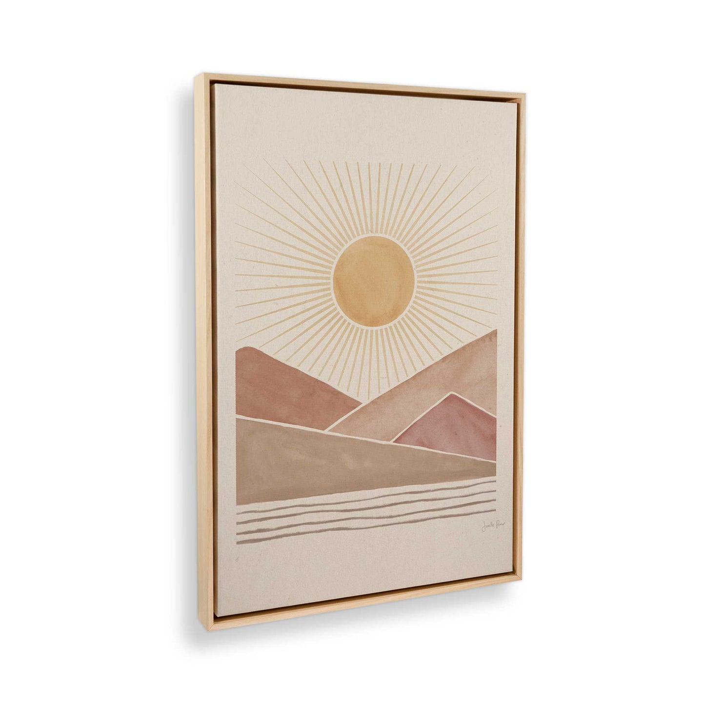 [Color:American Maple], Picture of art in a American Maple frame at an angle