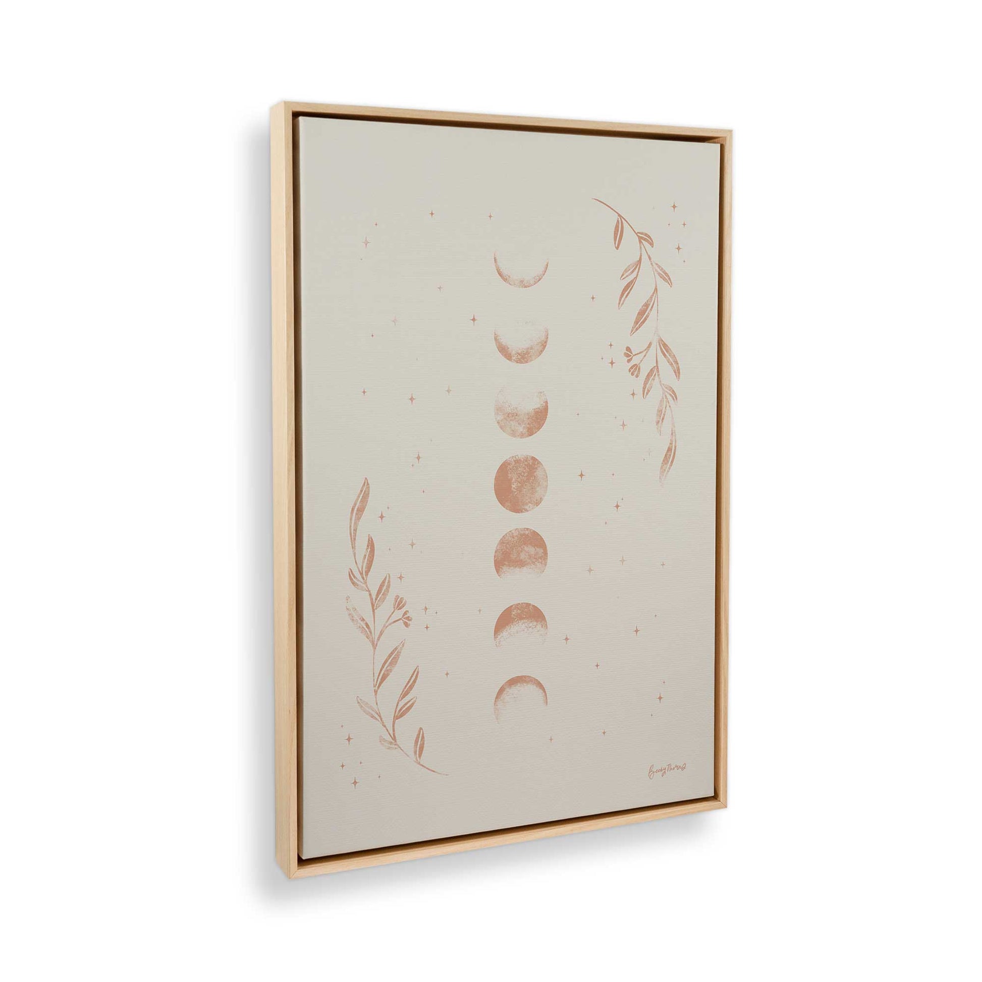 [Color:American Maple], Picture of art in a American Maple frame at an angle