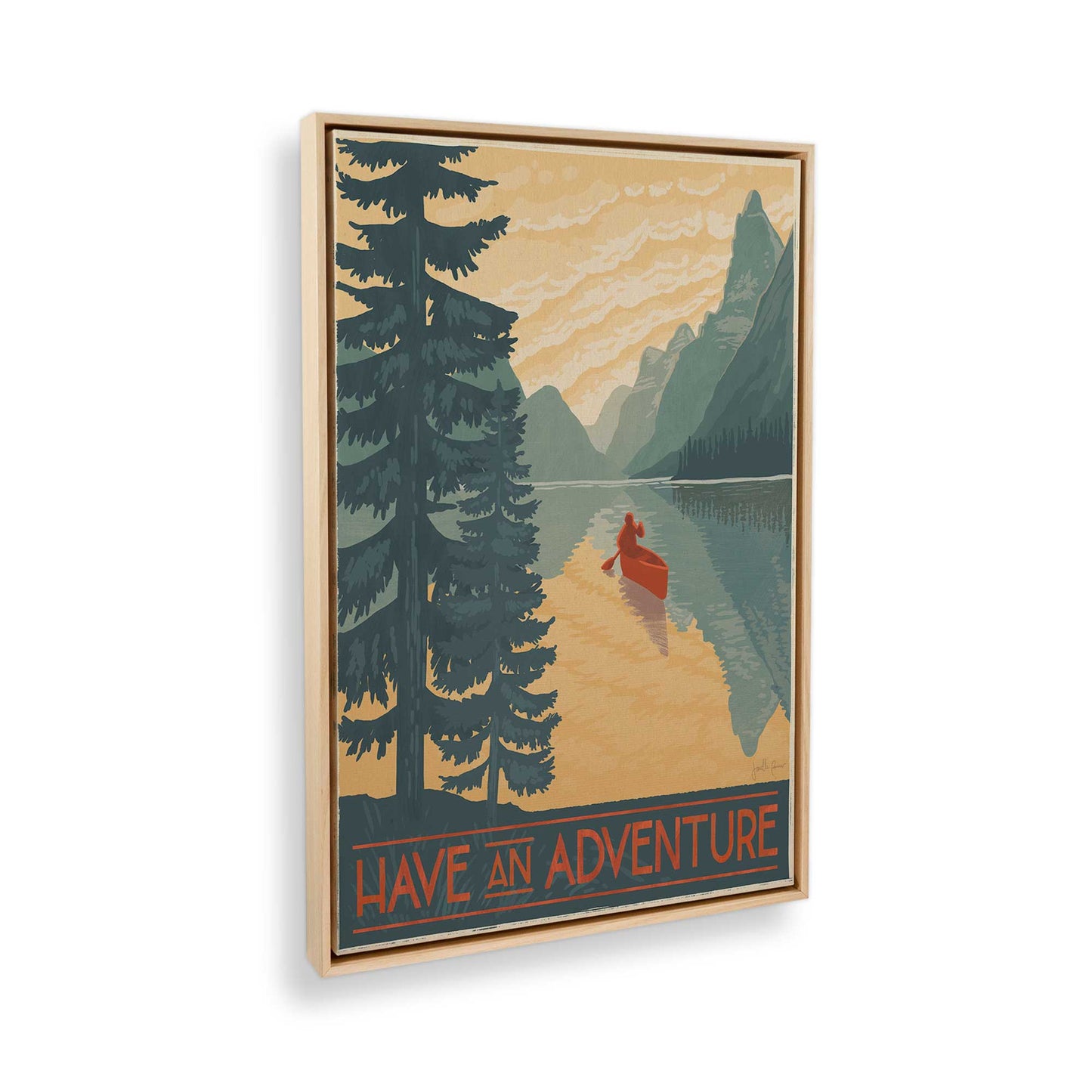 [Color:American Maple], Picture of art in a American Maple frame at an angle