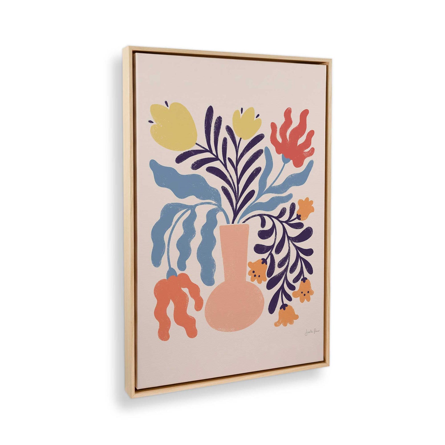 [Color:American Maple], Picture of art in a American Maple frame at an angle