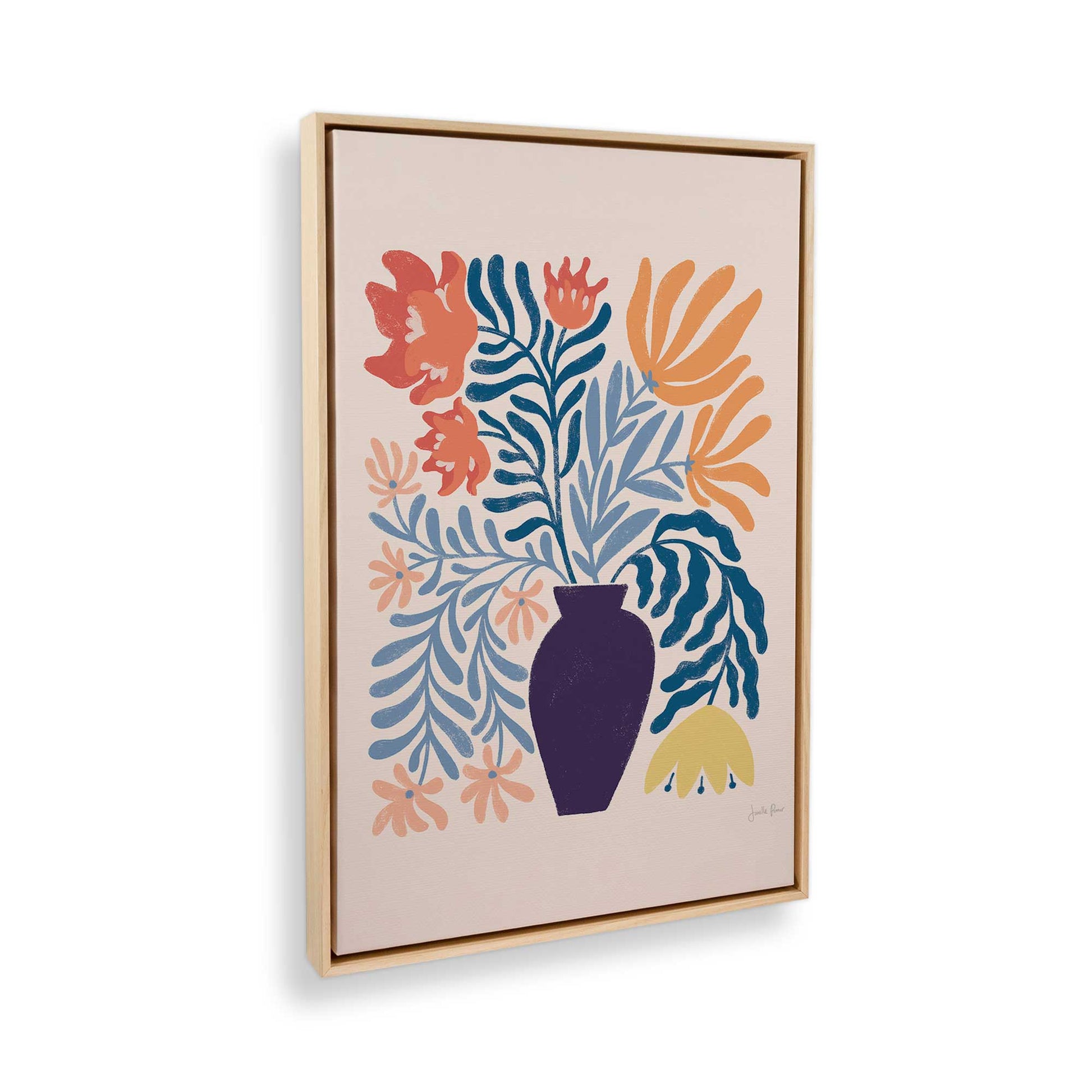 [Color:American Maple], Picture of art in a American Maple frame at an angle