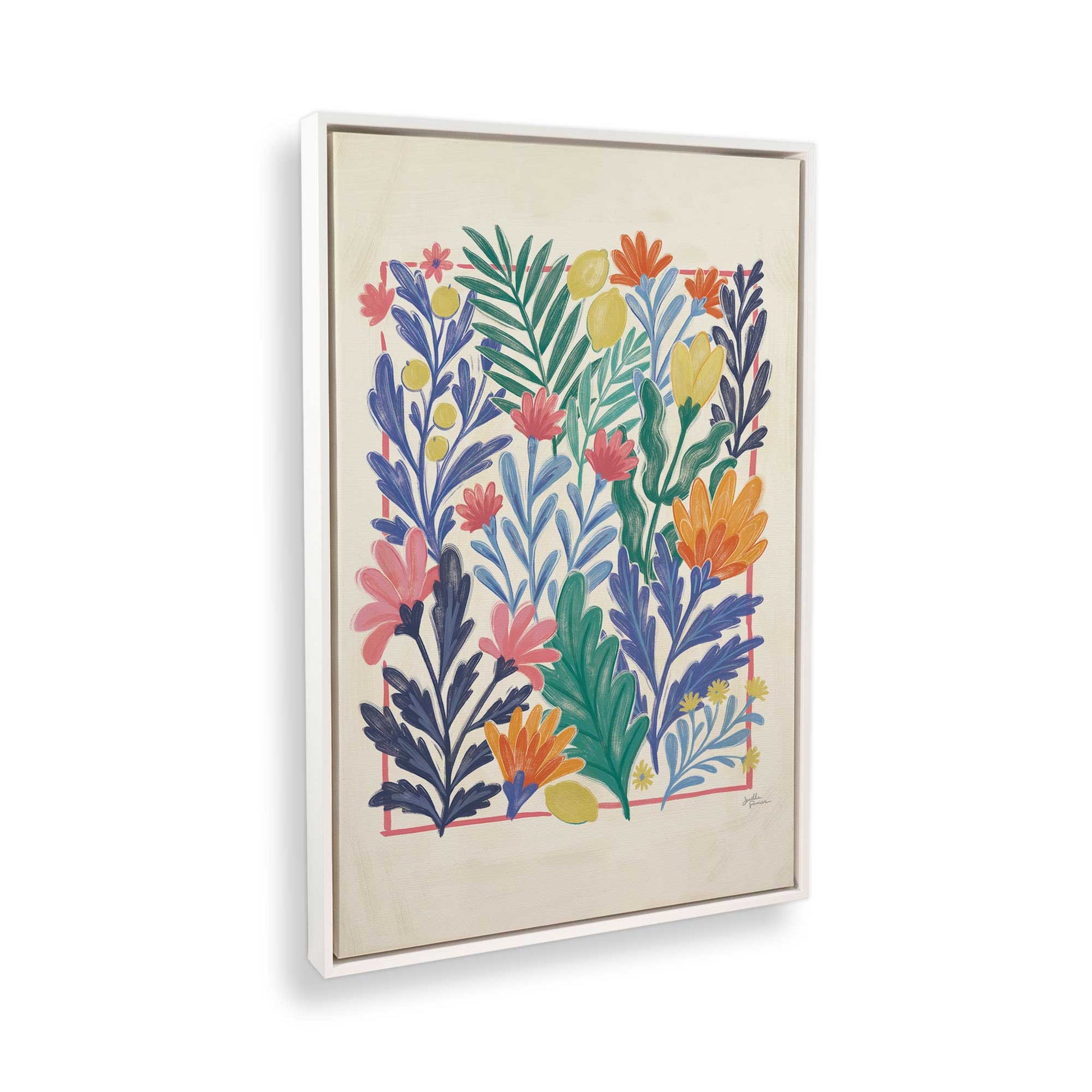 [Color:Opaque White], Picture of art in a White frame at an angle