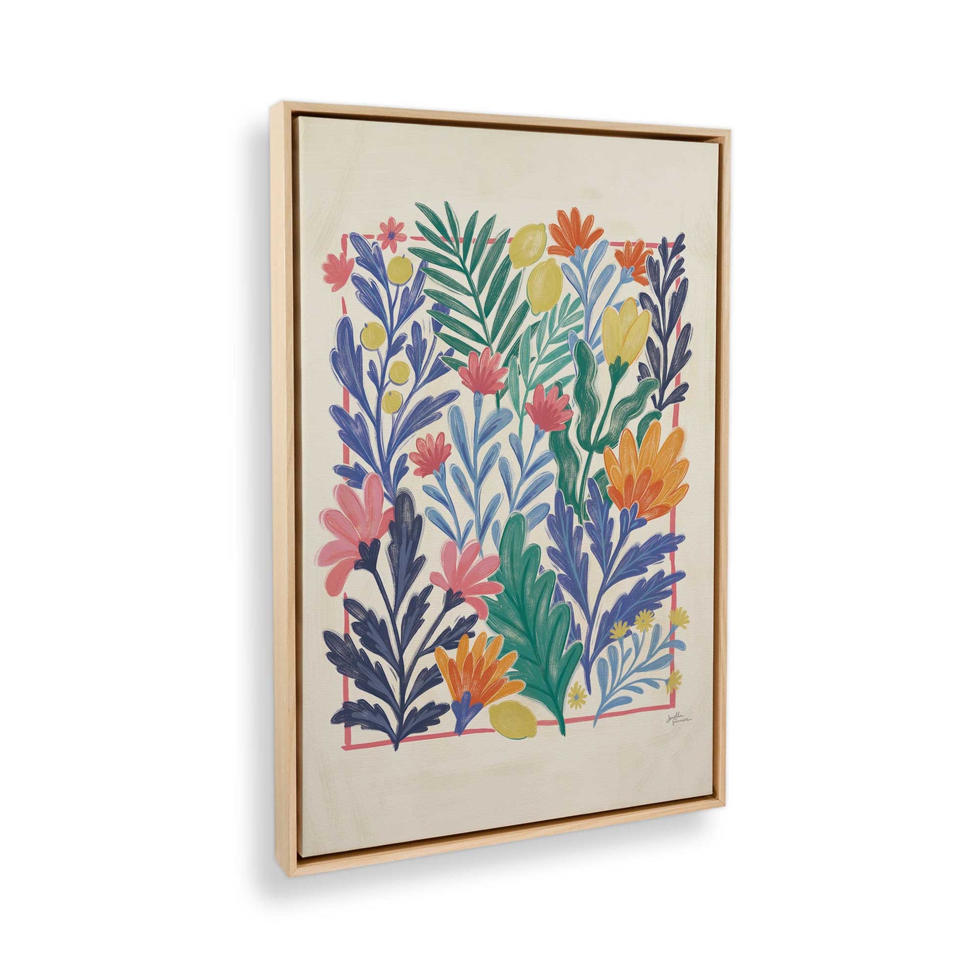 [Color:American Maple], Picture of art in a American Maple frame at an angle