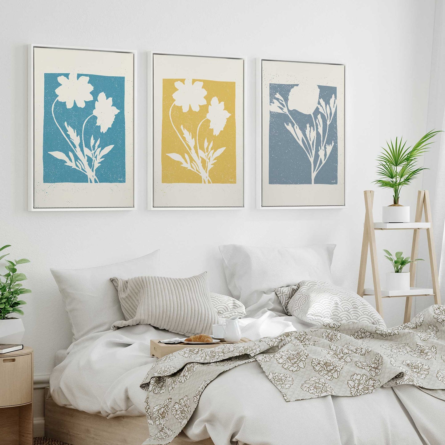 Wildflower Silhouette Trio Canvas Print, Set of 3