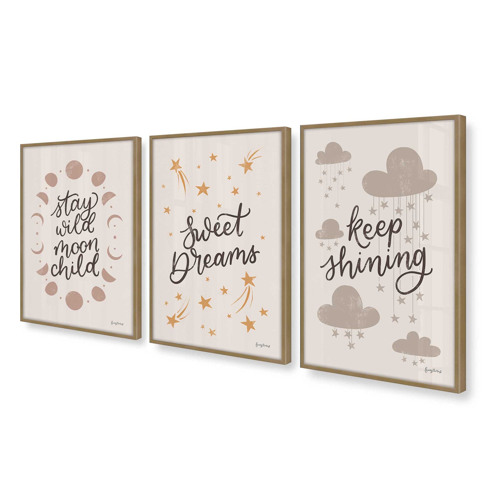 [Color:Brushed Gold], Picture of art in a Brushed Gold frame at an angle