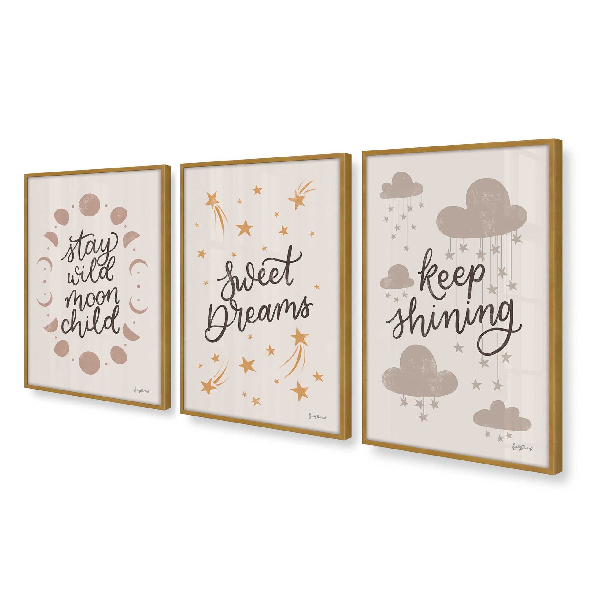 [Color:Polished Gold], Picture of art in a Polished Gold frame at an angle