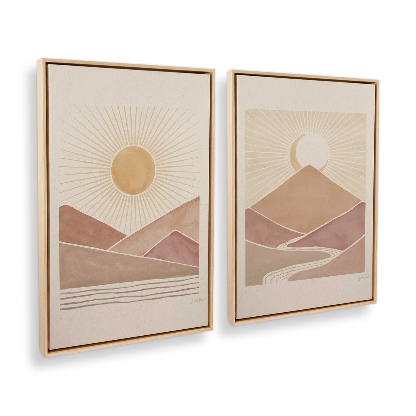 [Color:American Maple], Picture of art in a American Maple frame at an angle