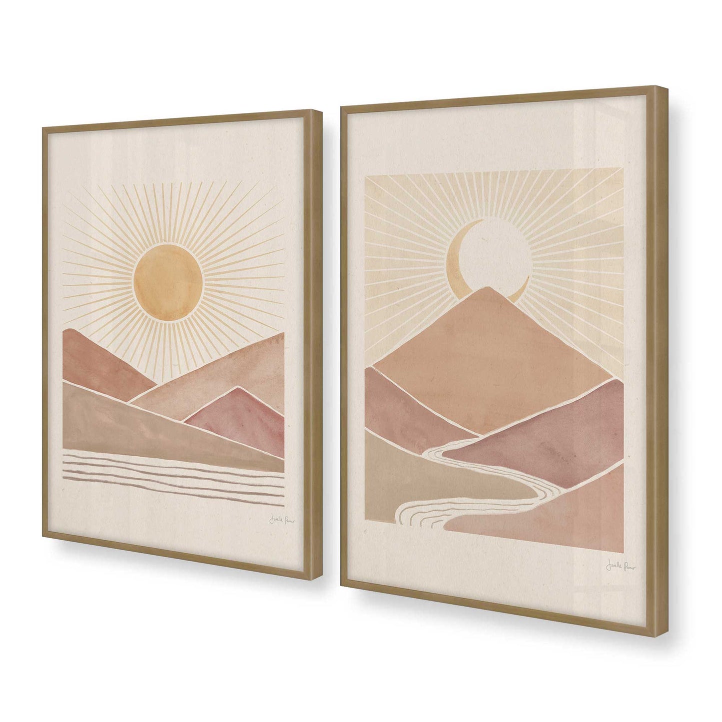 [Color:Brushed Gold], Picture of art in a Brushed Gold frame at an angle