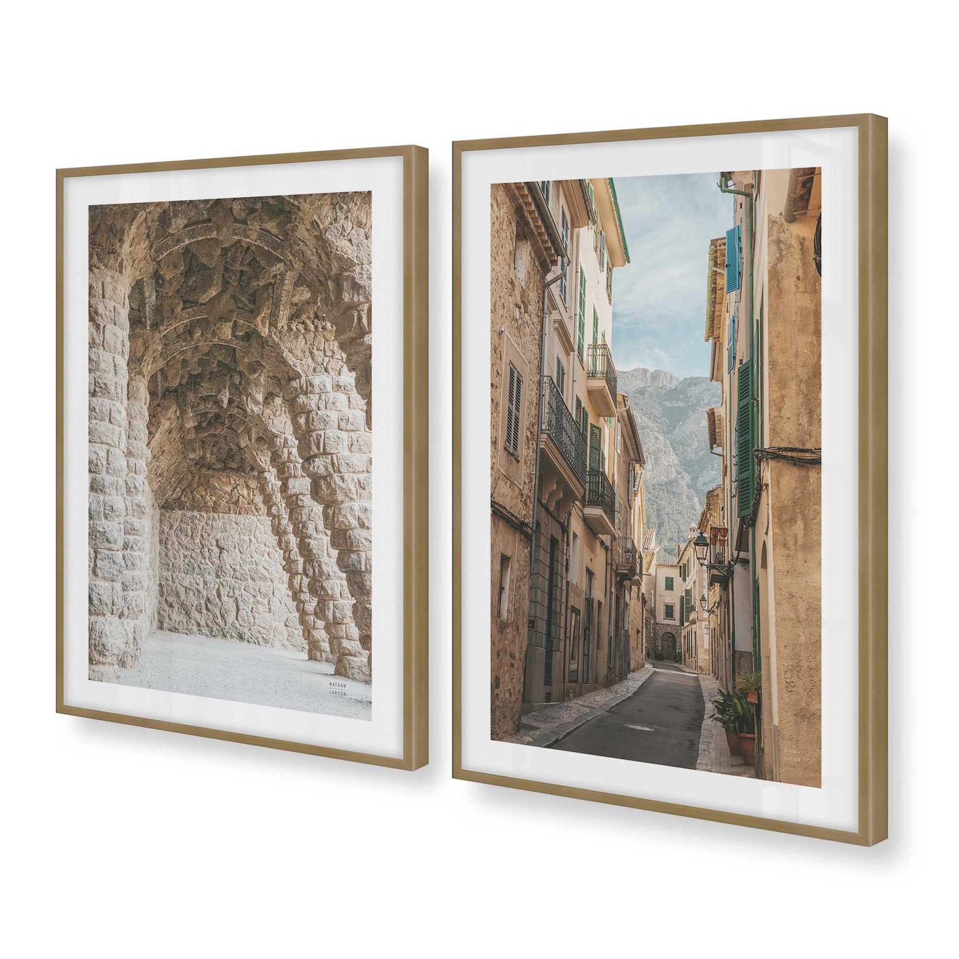 [Color:Brushed Gold], Picture of art in a Brushed Gold frame at an angle
