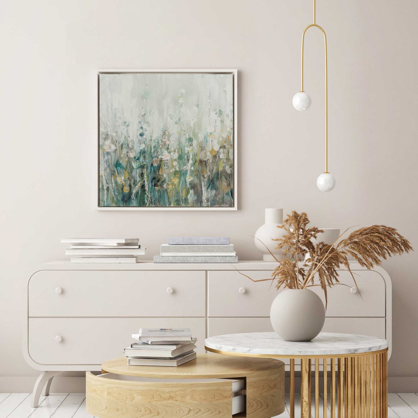 Green Wildflower Whispers Canvas Print