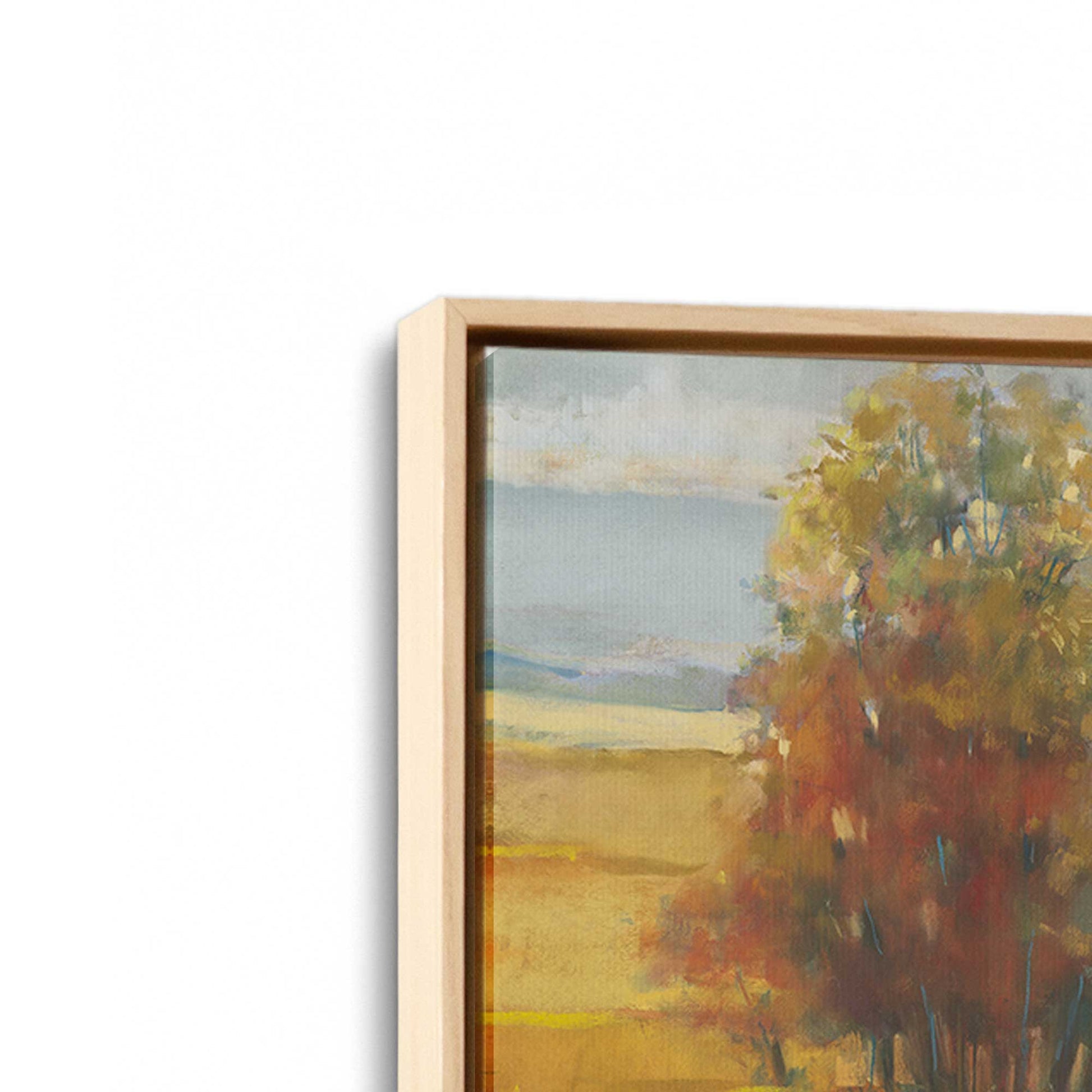 [Color:American Maple], Picture of art in a American Maple frame at an angle