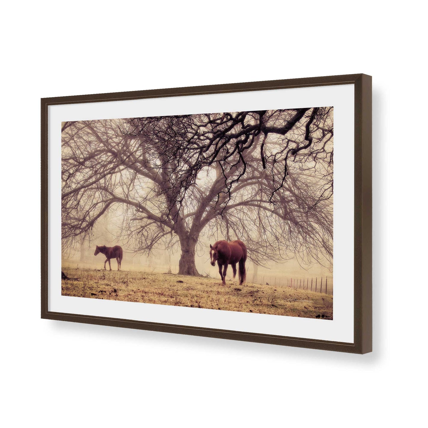 [Color:Brown], Picture of art in a Brown frame of the corner