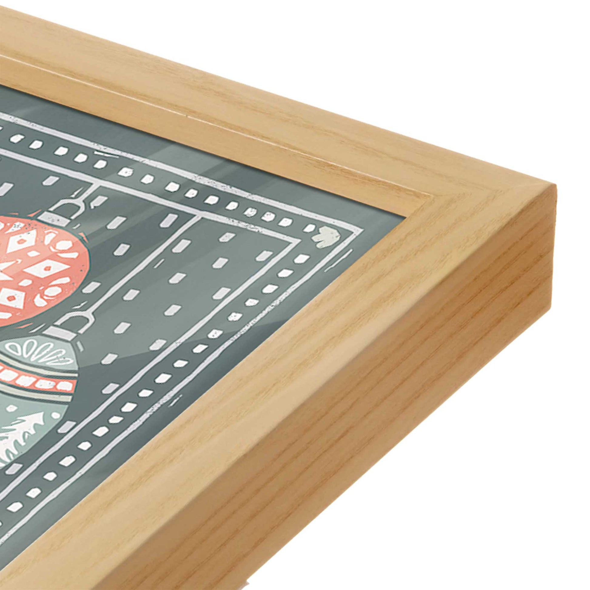 [Color:American Maple], Picture of art in a American Maple frame at an angle