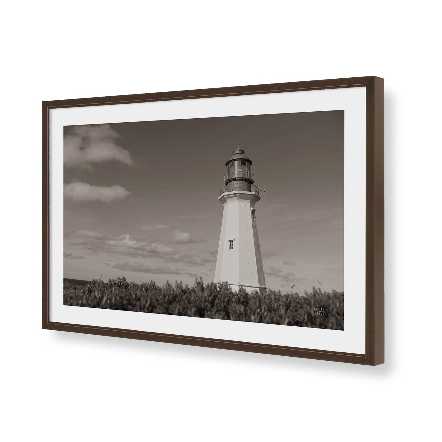 [Color:Brown], Picture of art in a Brown frame of the corner