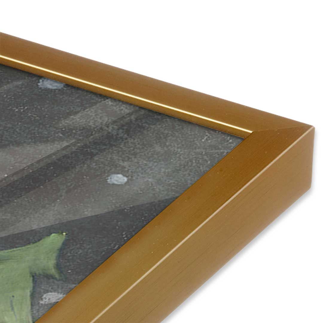 [Color:Polished Gold], Picture of art in a Polished Gold frame at an angle