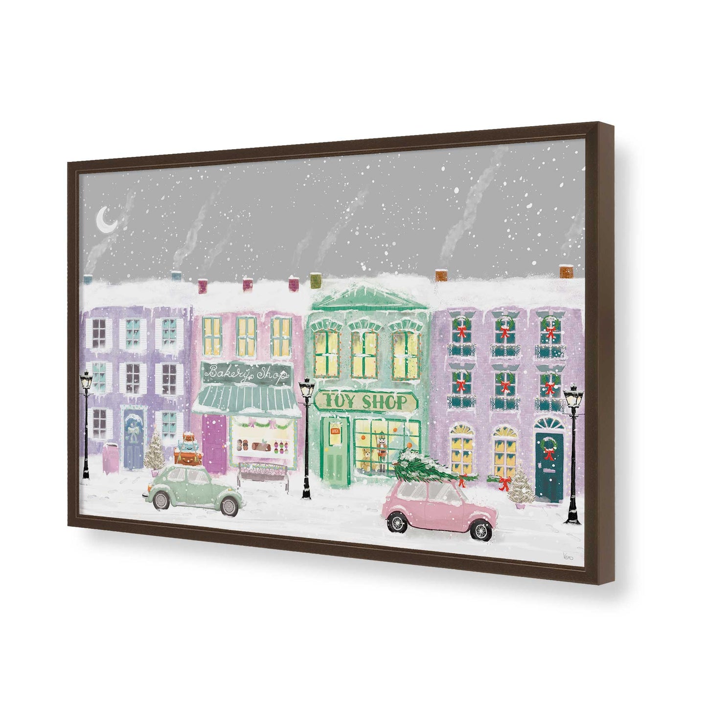 [Color:Brown], Picture of art in a Brown frame of the corner