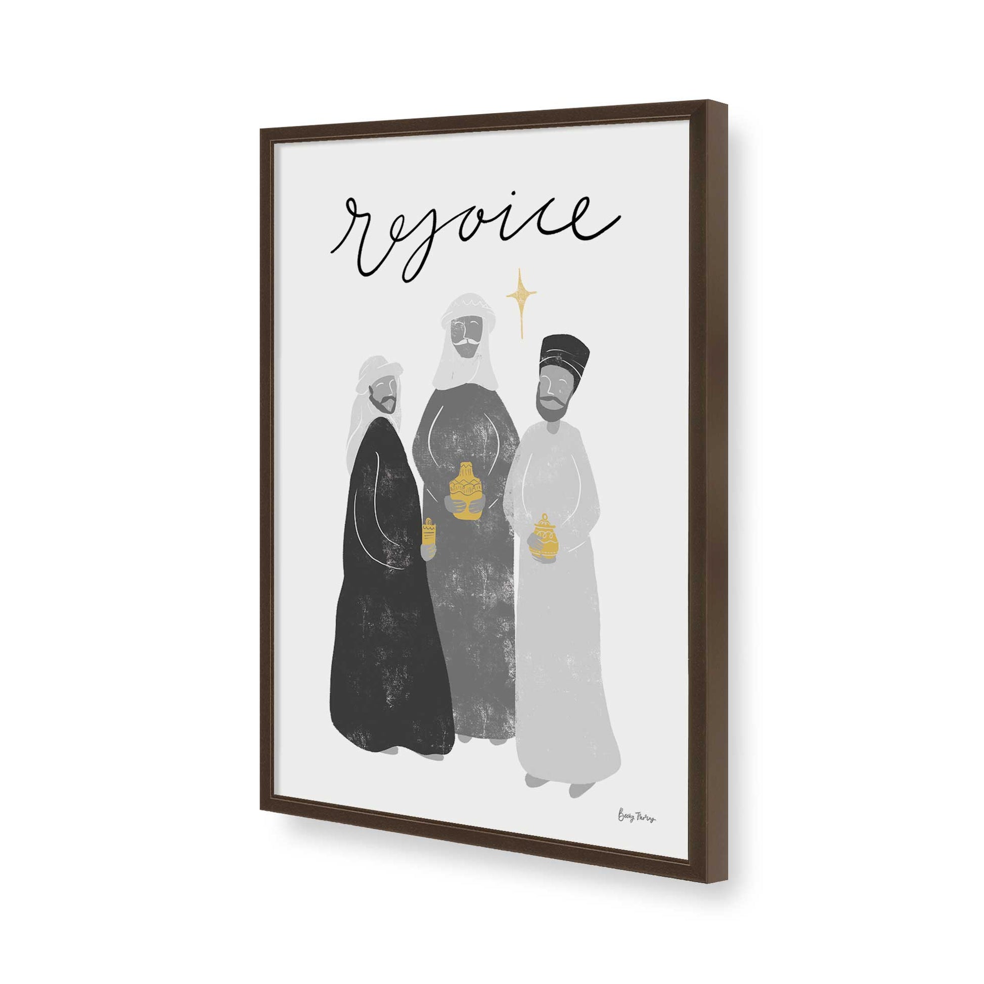 [Color:Brown], Picture of art in a Brown frame of the corner