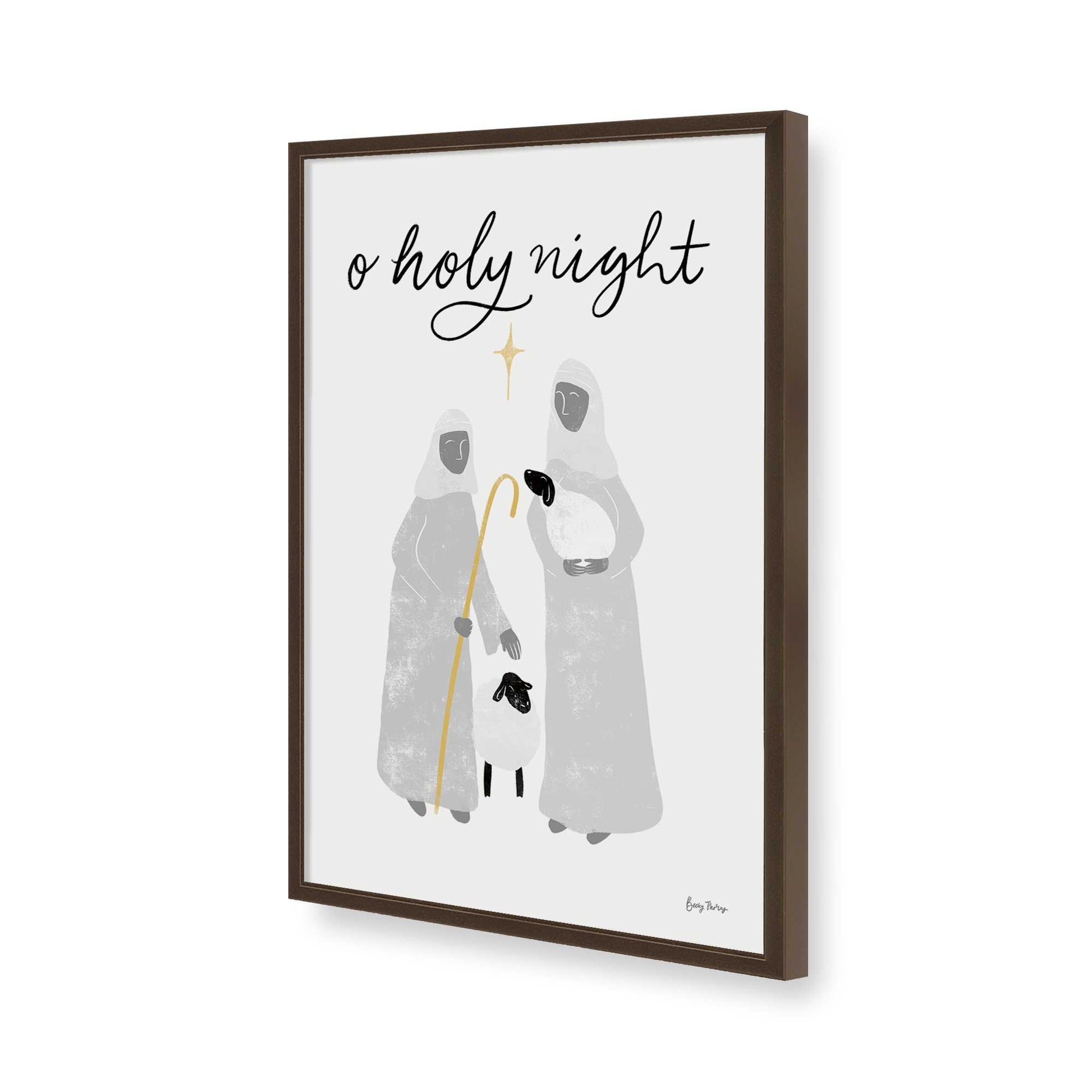 [Color:Brown], Picture of art in a Brown frame of the corner