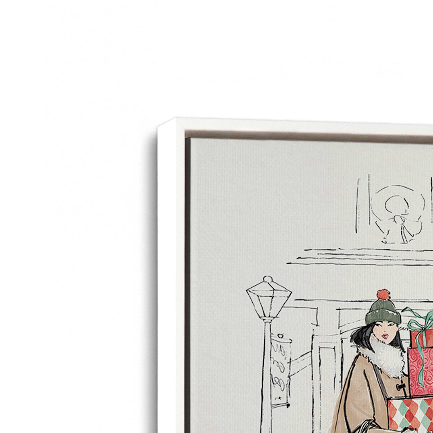 [Color:Opaque White], Picture of art in a White frame at an angle