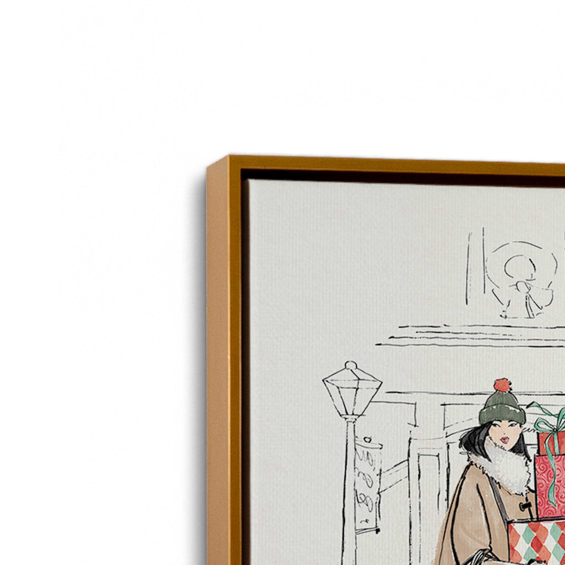 [Color:Polished Gold], Picture of art in a Polished Gold frame at an angle