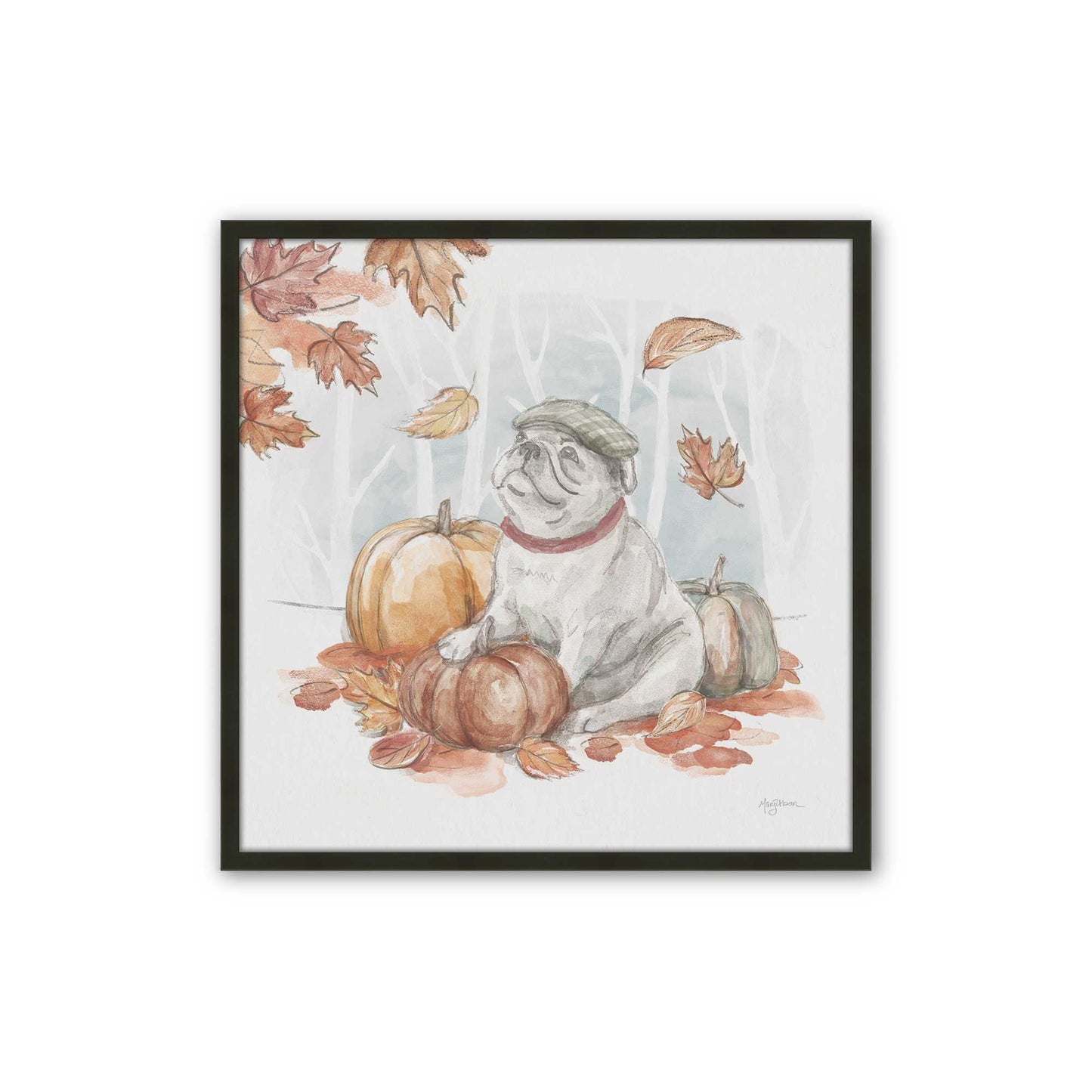 Pumpkin Pug Season I, Set of 3, Paper Art Prints