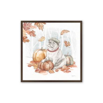 Pumpkin Pug Season I, Set of 3, Paper Art Prints