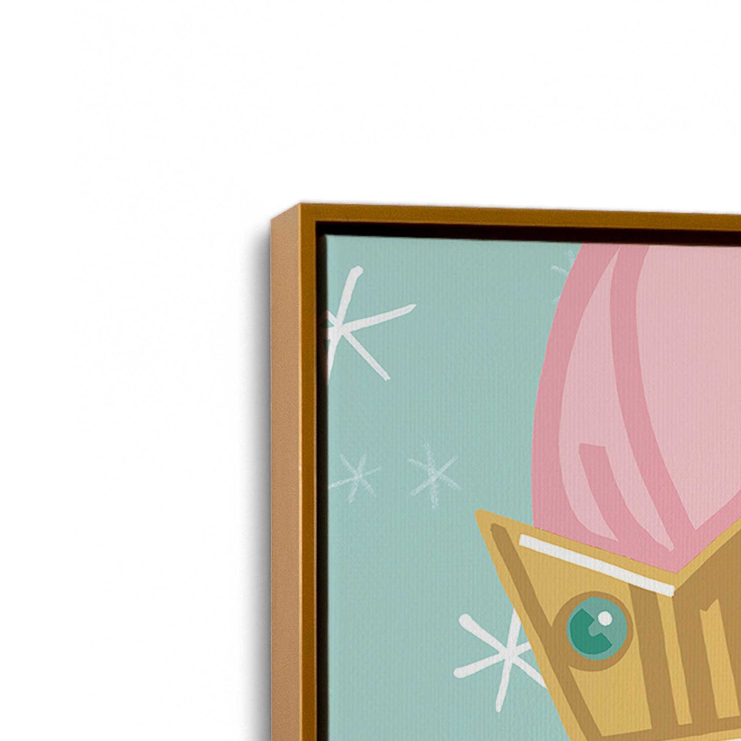 [Color:Polished Gold], Picture of art in a Polished Gold frame at an angle