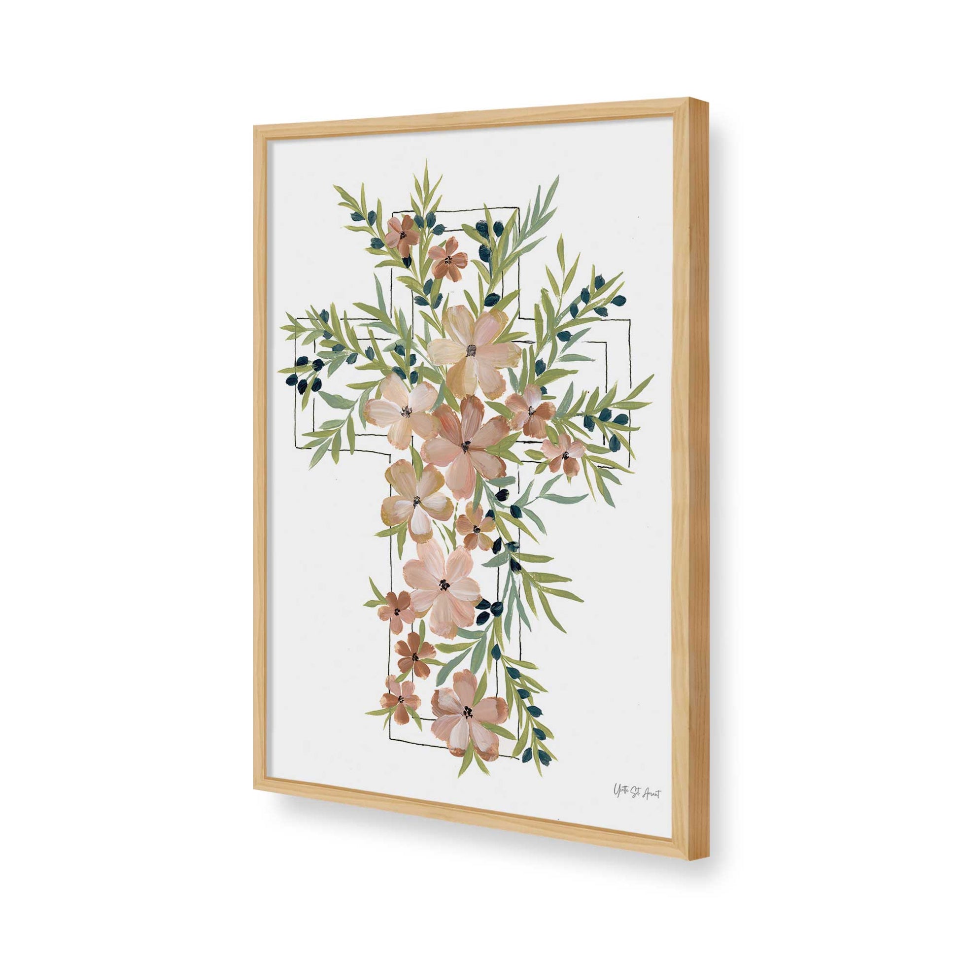 [Color:American Maple], Picture of art in a American Maple frame of the corner