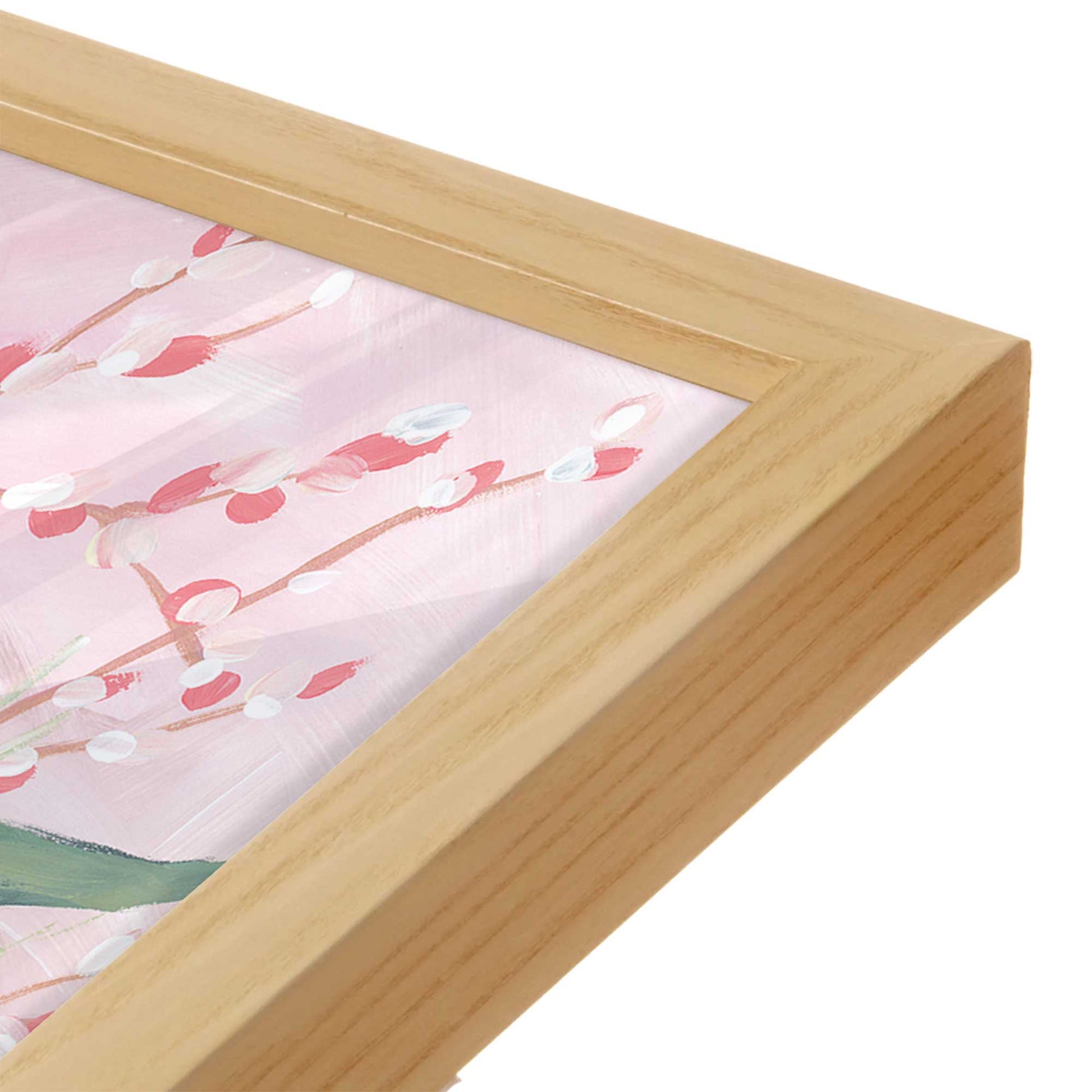[Color:American Maple], Picture of art in a American Maple frame at an angle