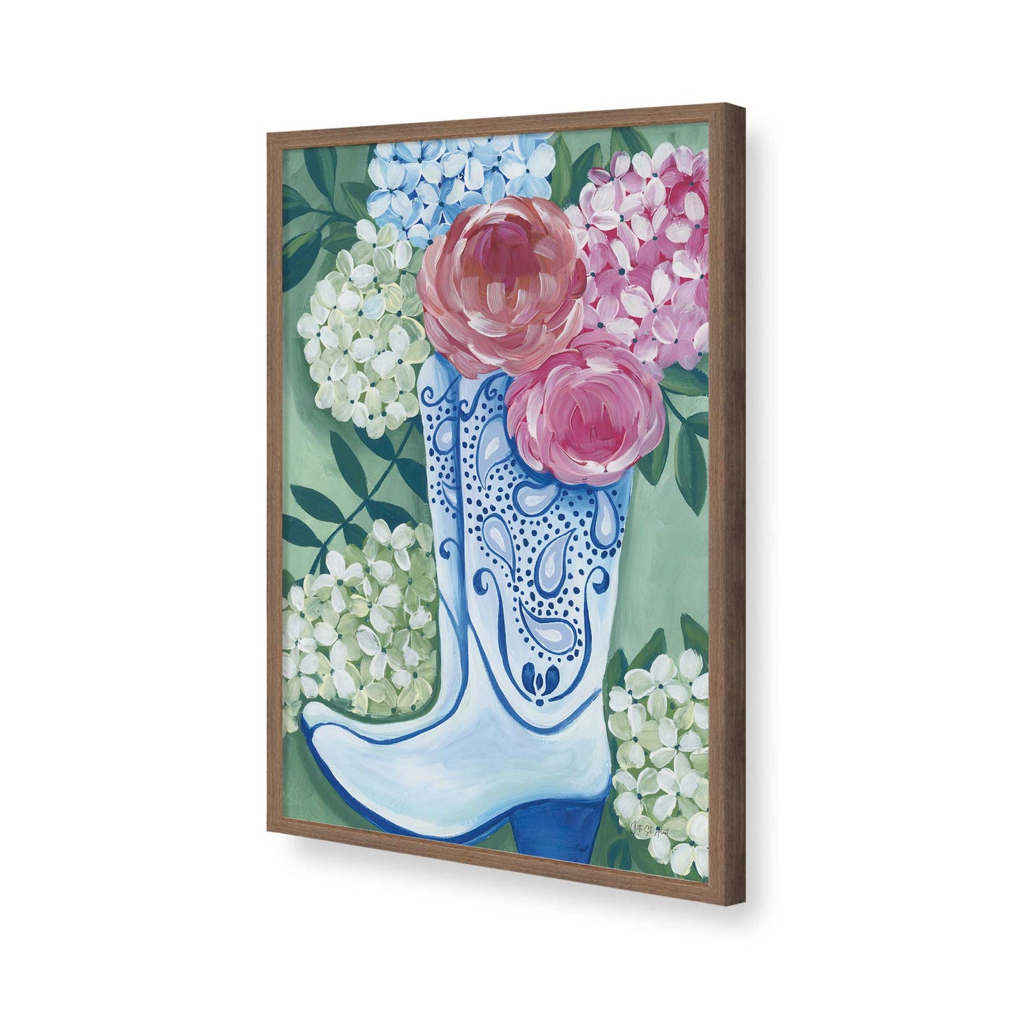 [Color:Walnut], Picture of art in a Walnut frame of the corner