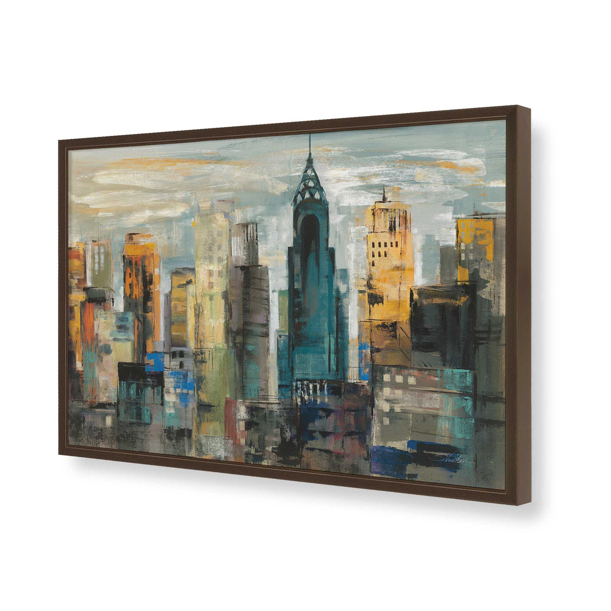 [Color:Brown], Picture of art in a Brown frame of the corner
