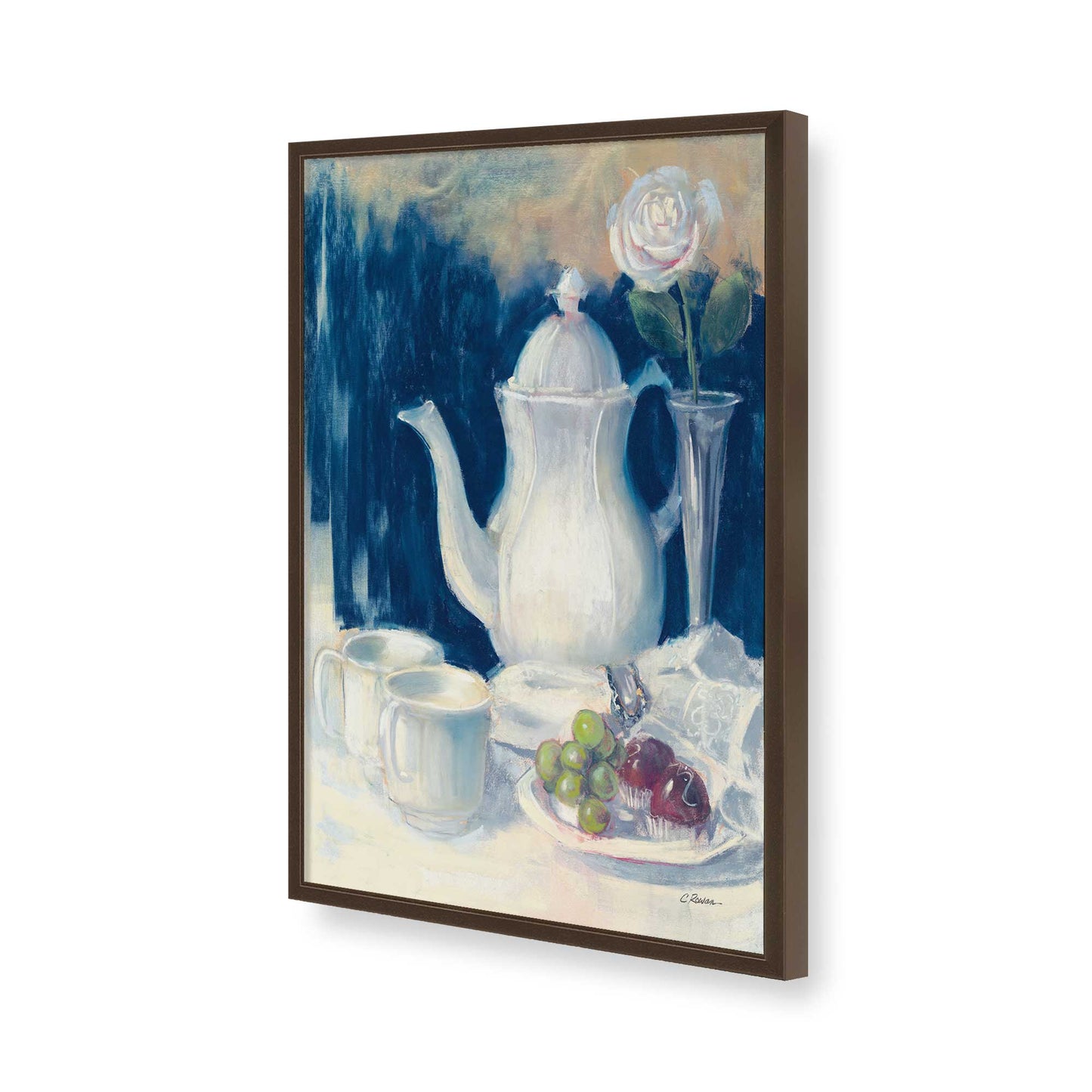 [Color:Brown], Picture of art in a Brown frame of the corner