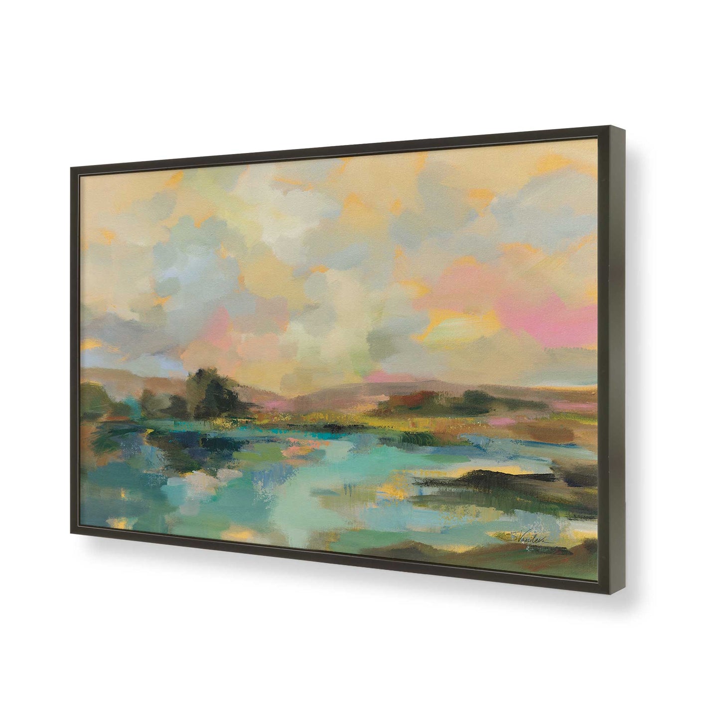 [Color:Satin Black], Picture of art in a Satin Black frame of the corner