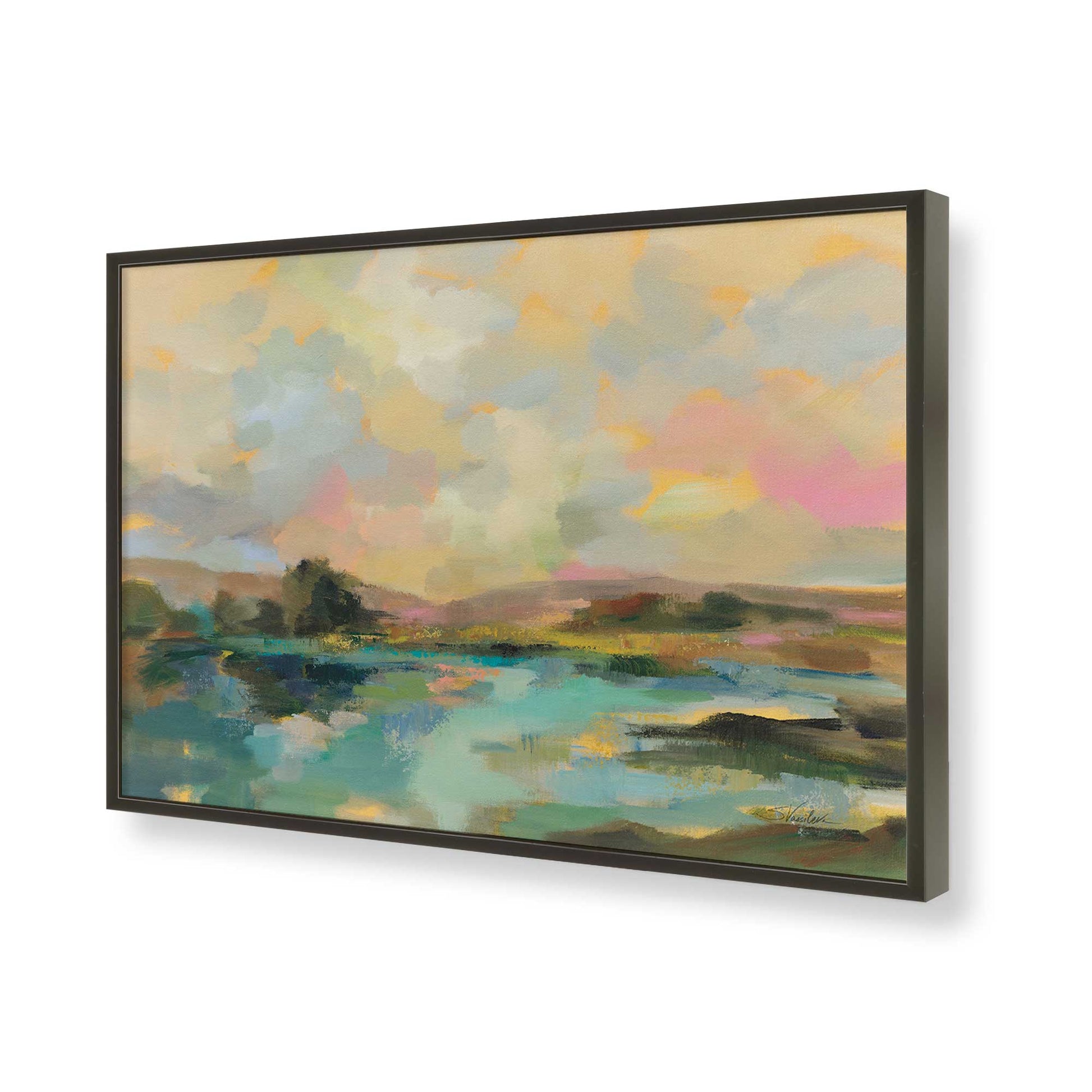 [Color:Satin Black], Picture of art in a Satin Black frame of the corner