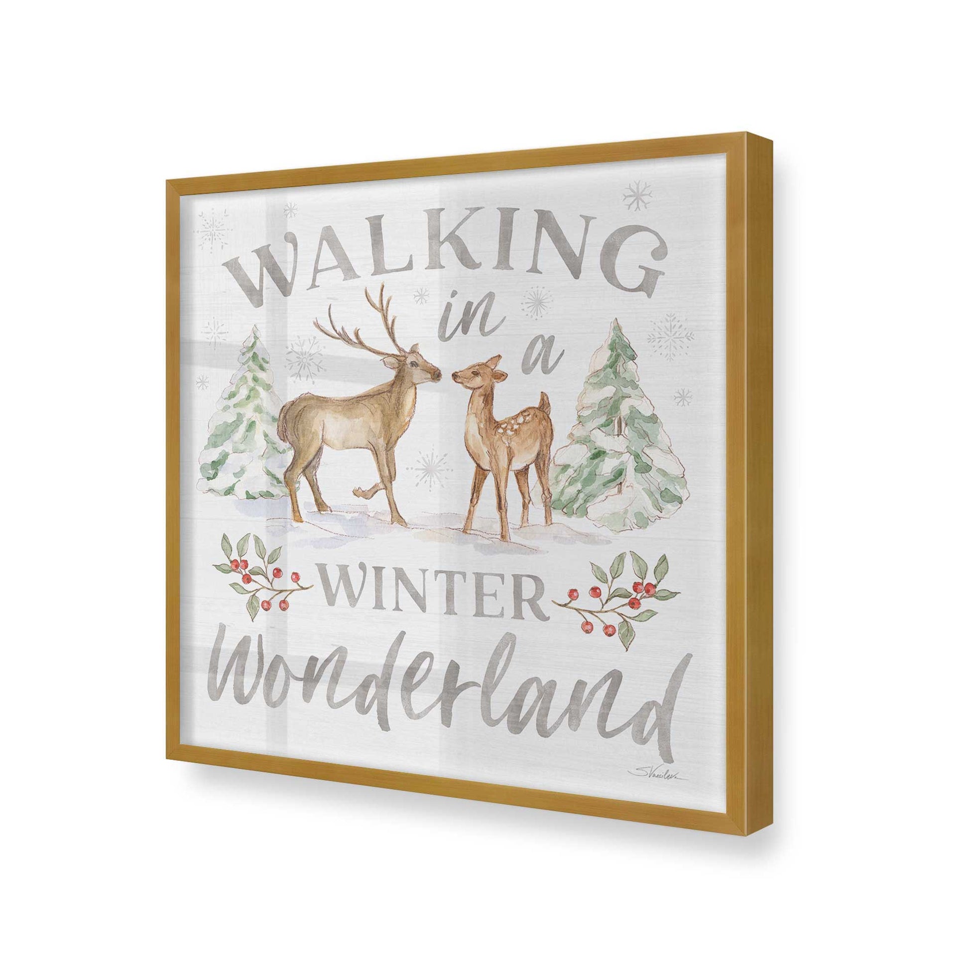 [Color:Polished Gold], Picture of art in a Polished Gold frame at an angle