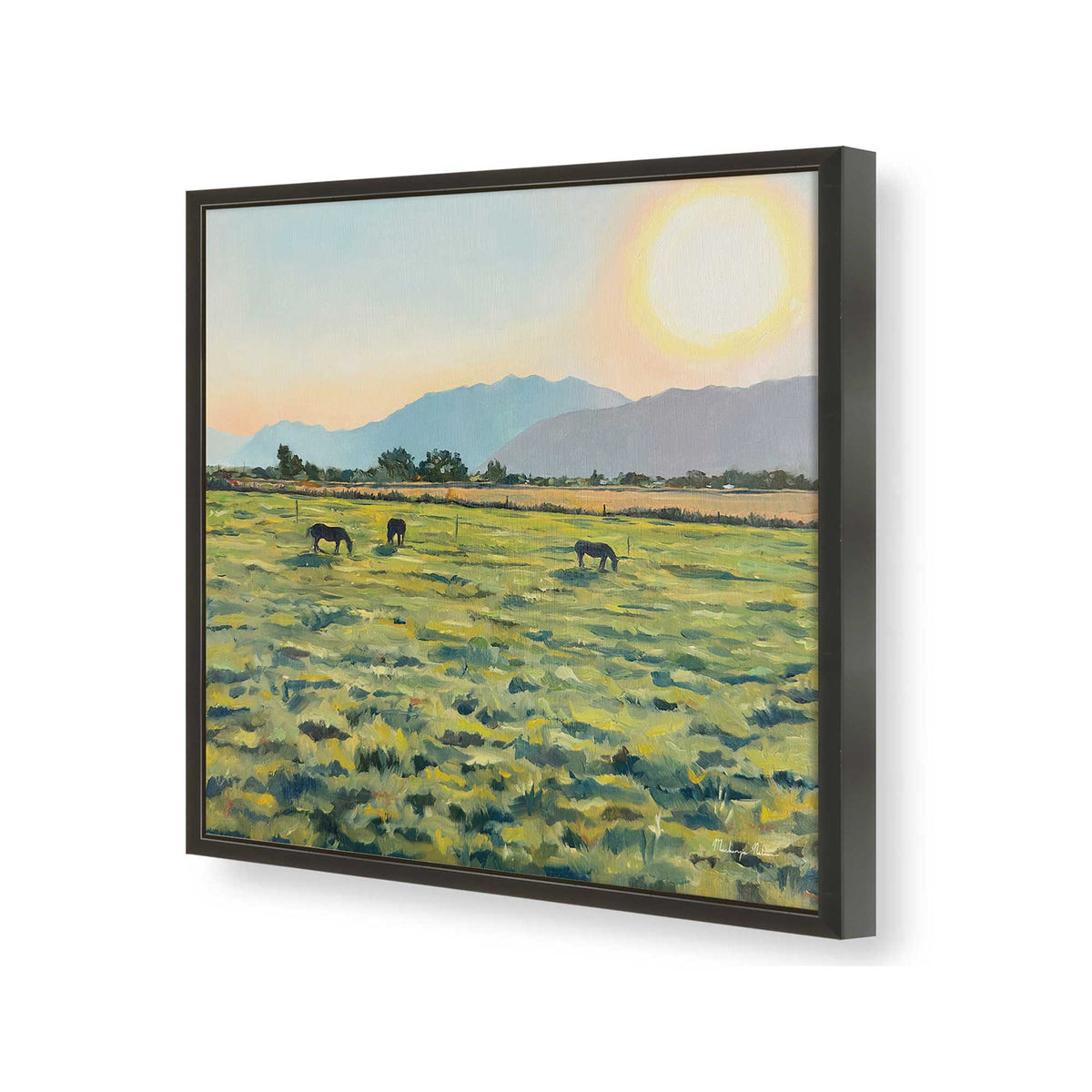 [Color:Satin Black], Picture of art in a Satin Black frame of the corner