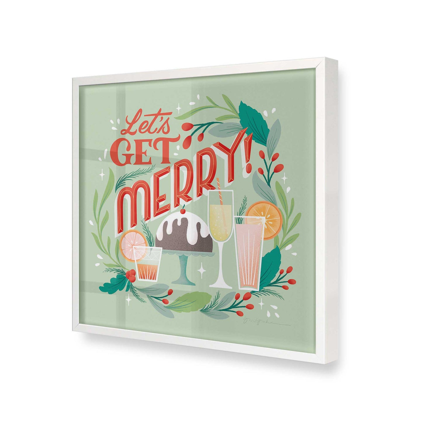 [Color:Opaque White], Picture of art in a Opaque White frame at an angle