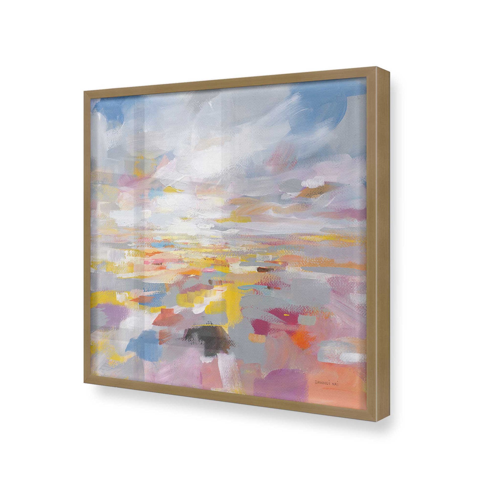 [Color:Brushed Gold], Picture of art in a Brushed Gold frame at an angle