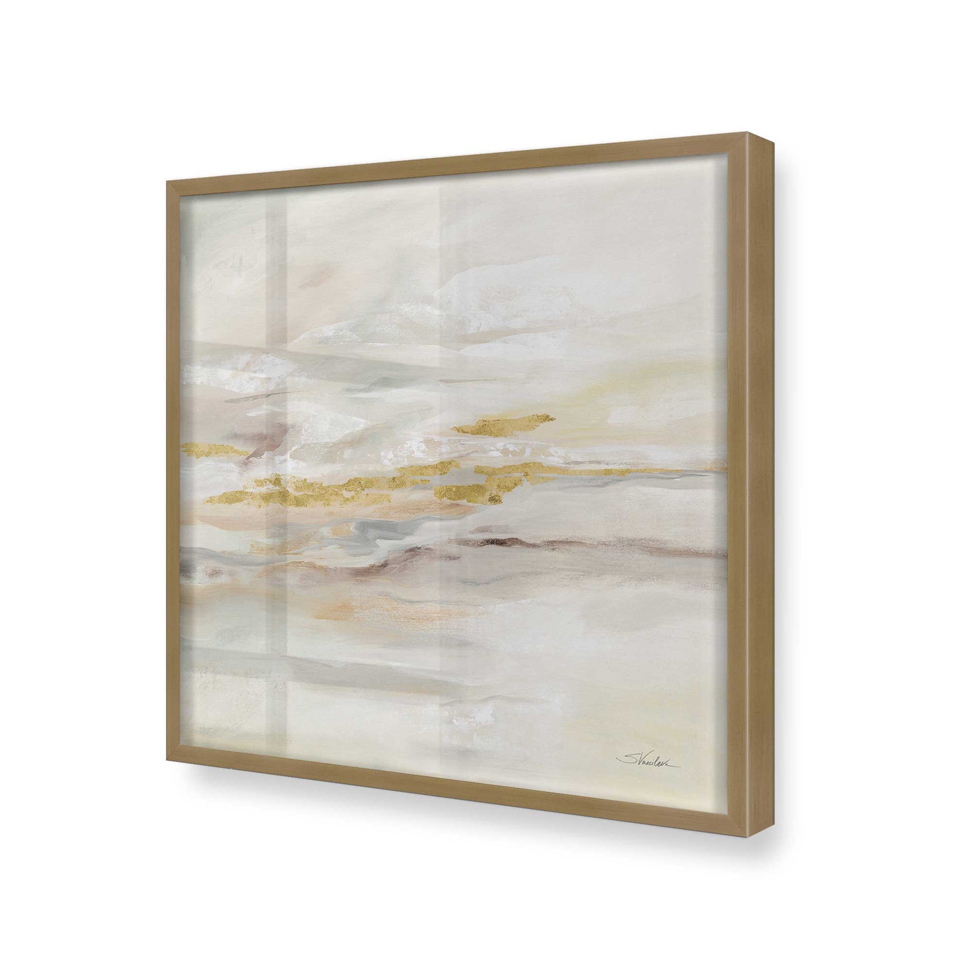 [Color:Brushed Gold], Picture of art in a Brushed Gold frame at an angle