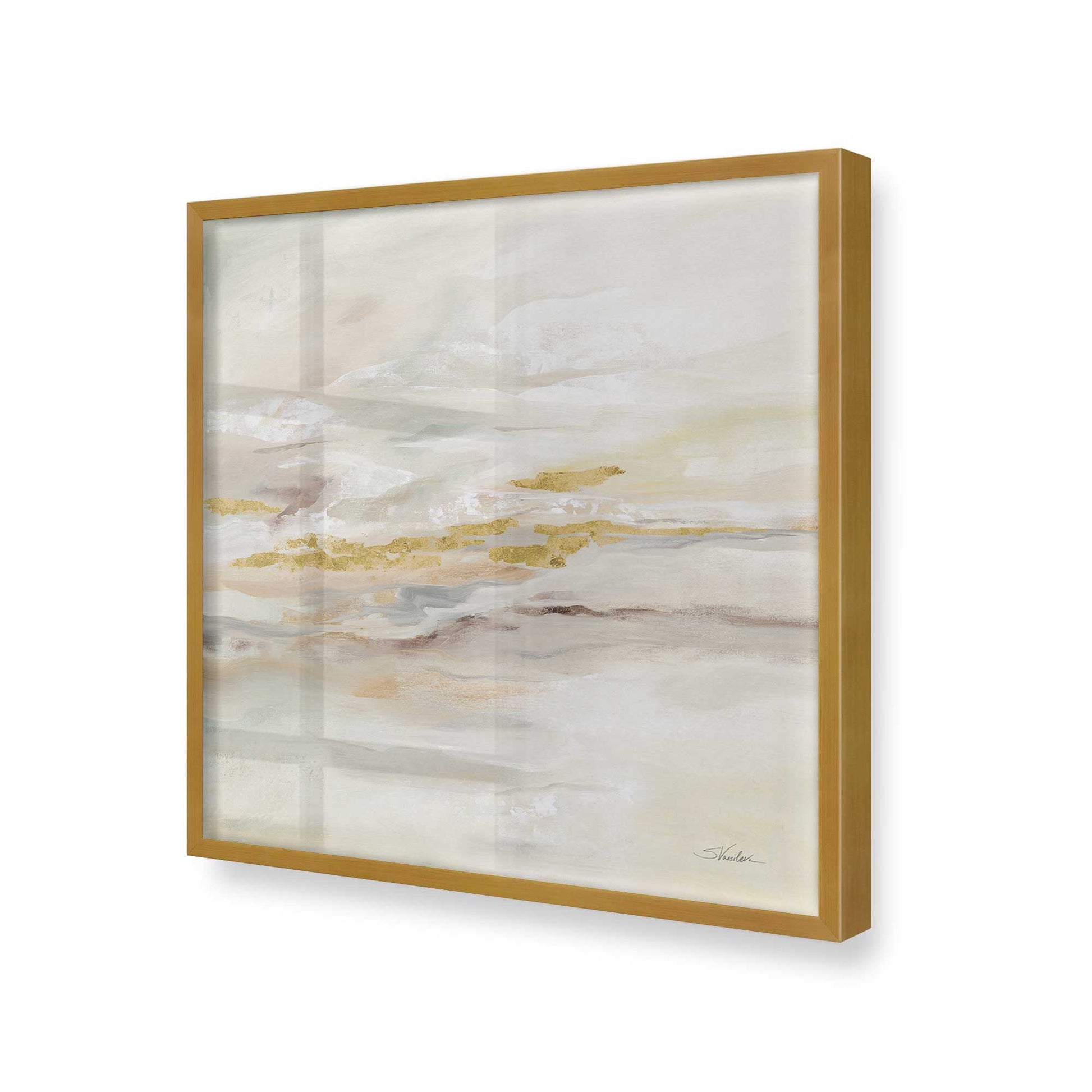 [Color:Polished Gold], Picture of art in a Polished Gold frame at an angle