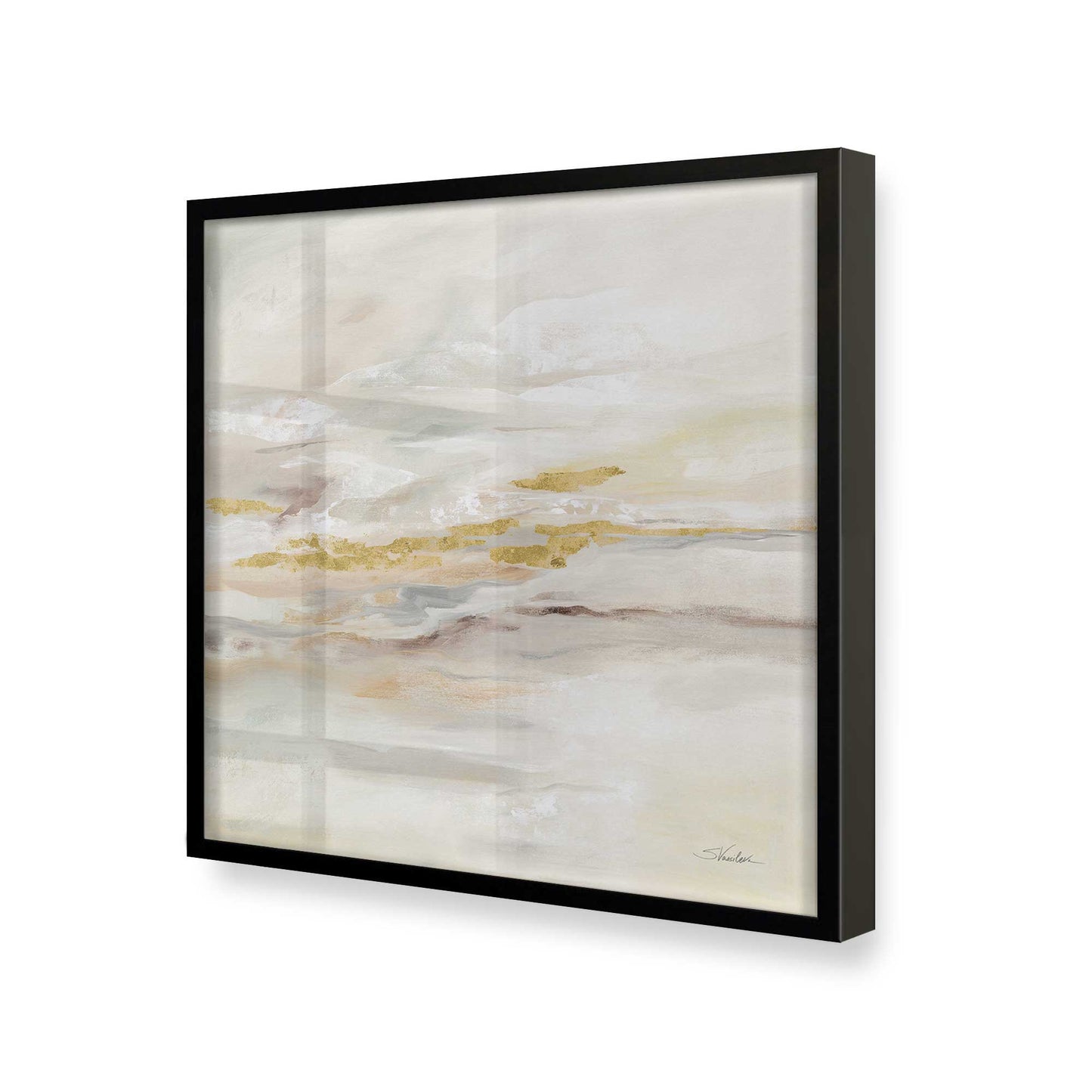 [Color:Satin Black], Picture of art in a Satin Black frame at an angle