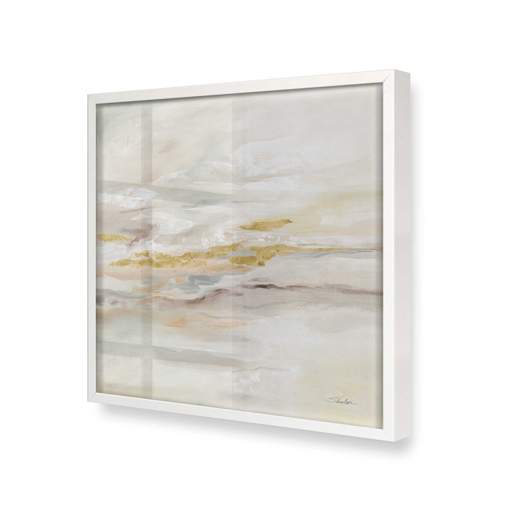[Color:Opaque White], Picture of art in a Opaque White frame at an angle