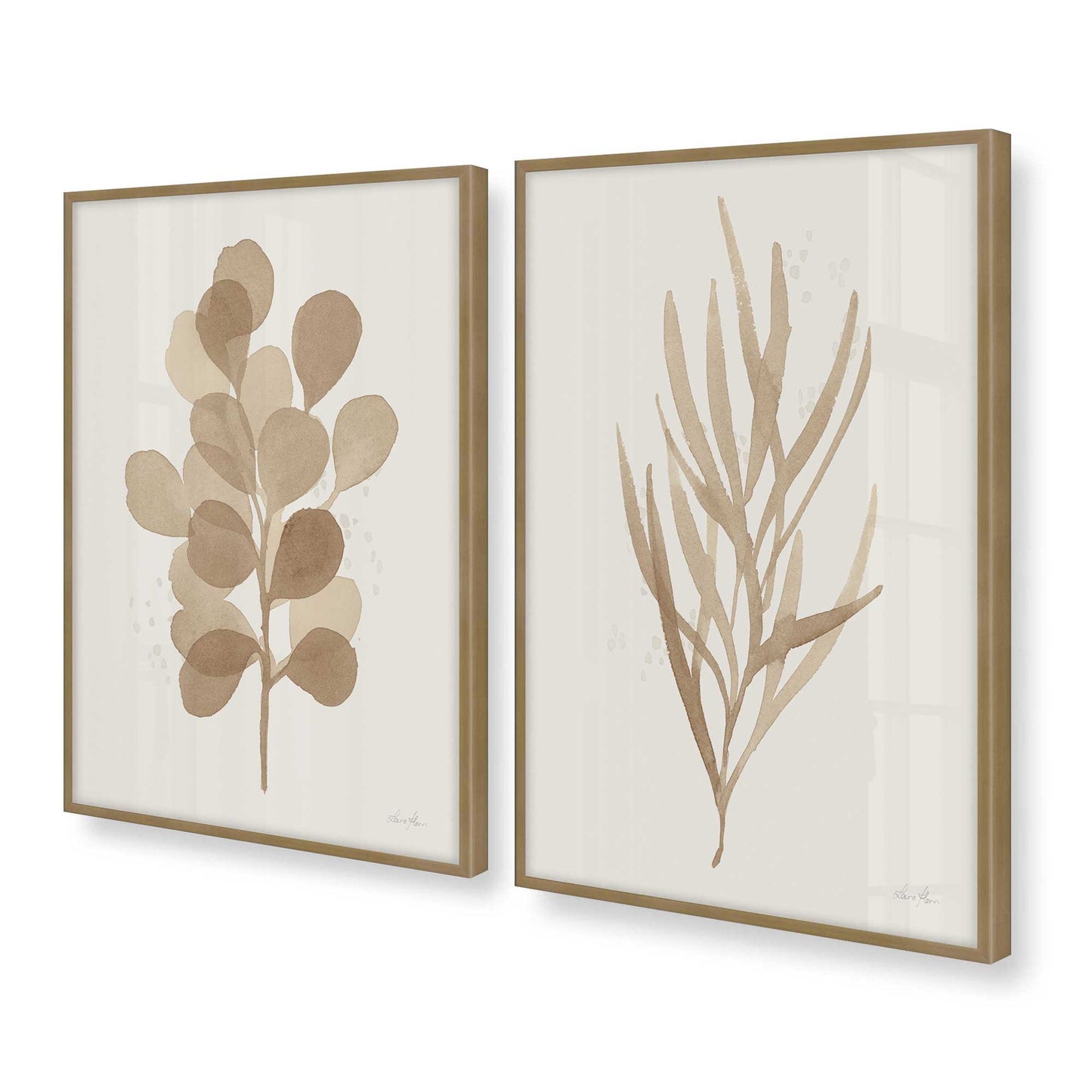 [Color:Brushed Gold], Picture of art in a Brushed Gold frame at an angle