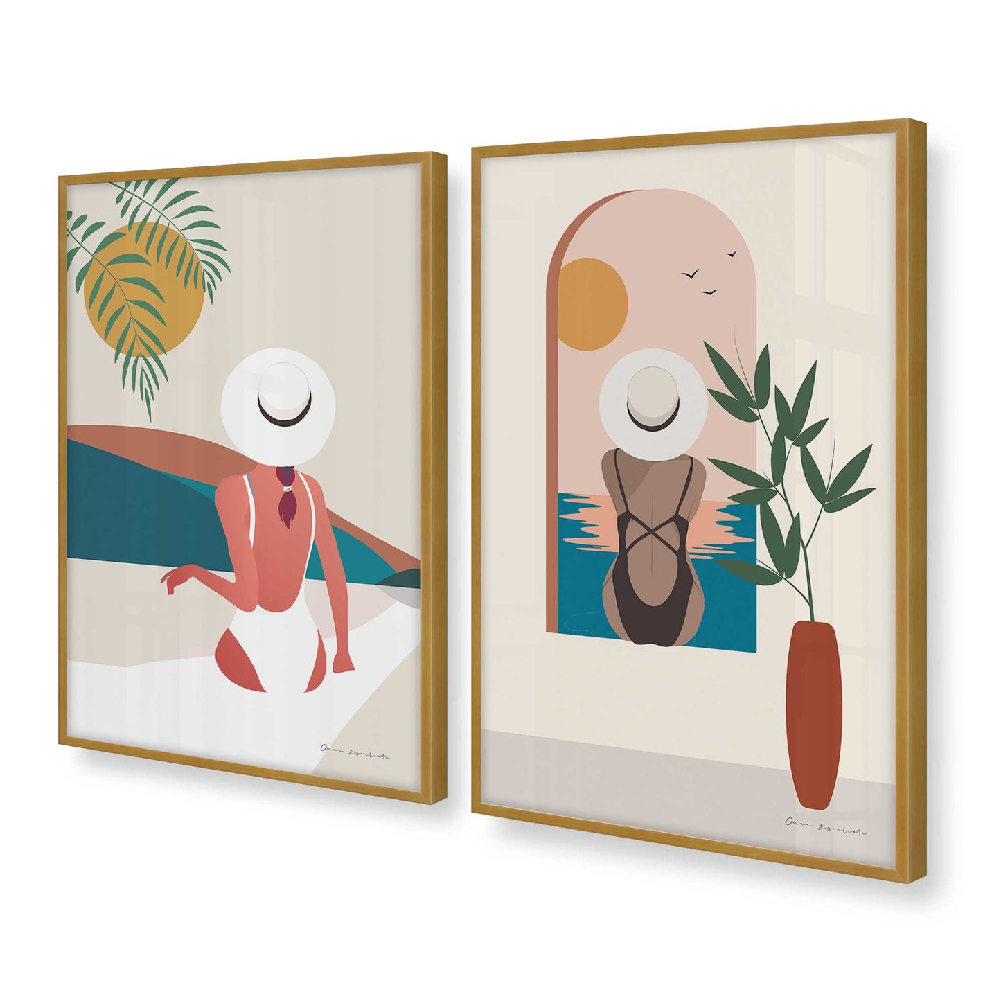[Color:Polished Gold], Picture of art in a Polished Gold frame at an angle
