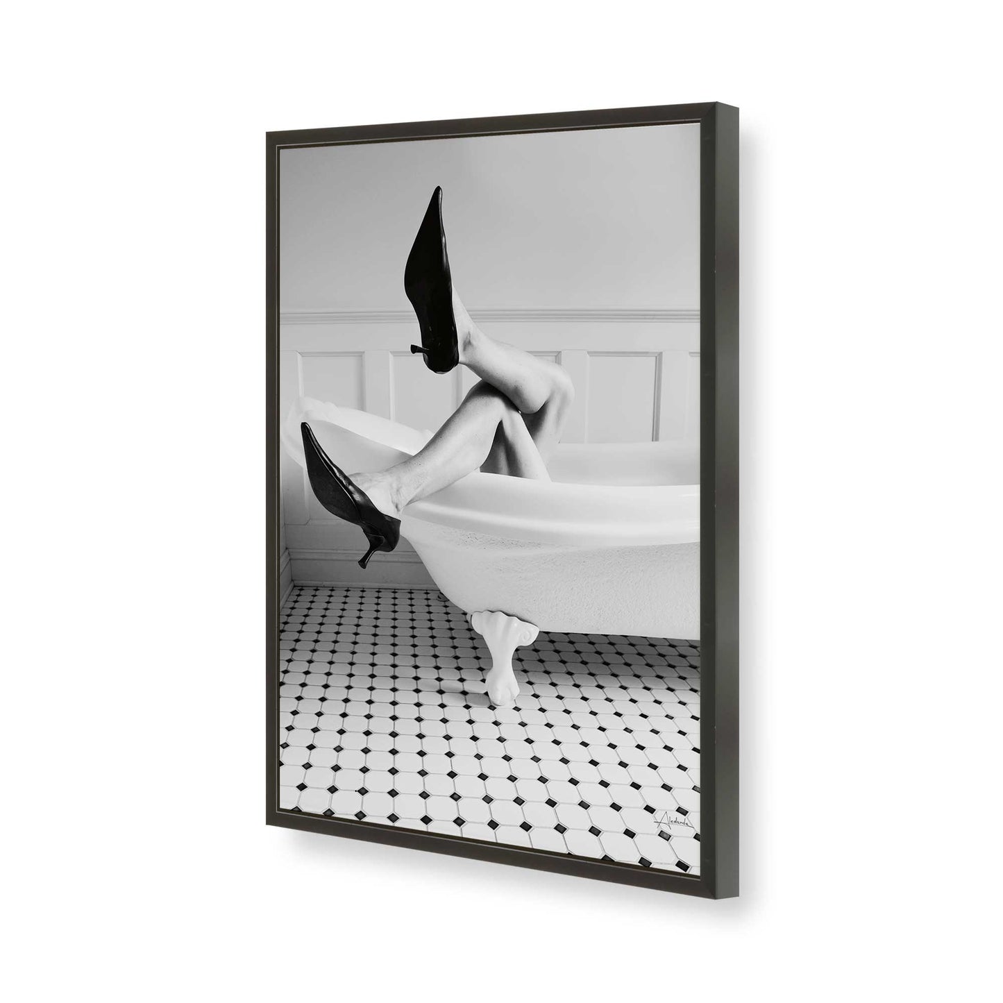 [Color:Satin Black], Picture of art in a Satin Black frame of the corner
