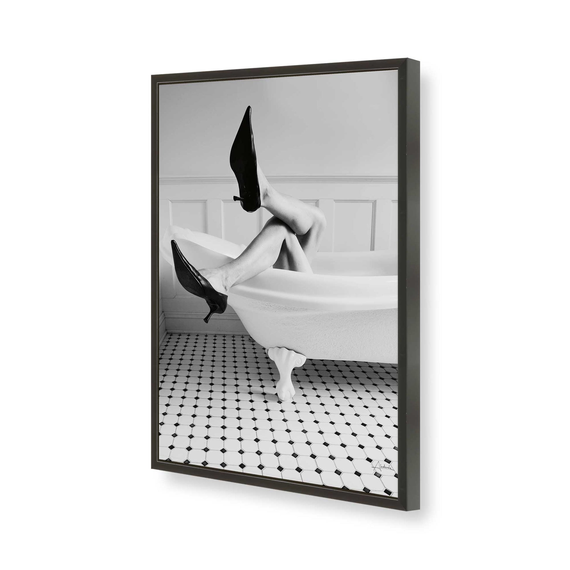 [Color:Satin Black], Picture of art in a Satin Black frame of the corner