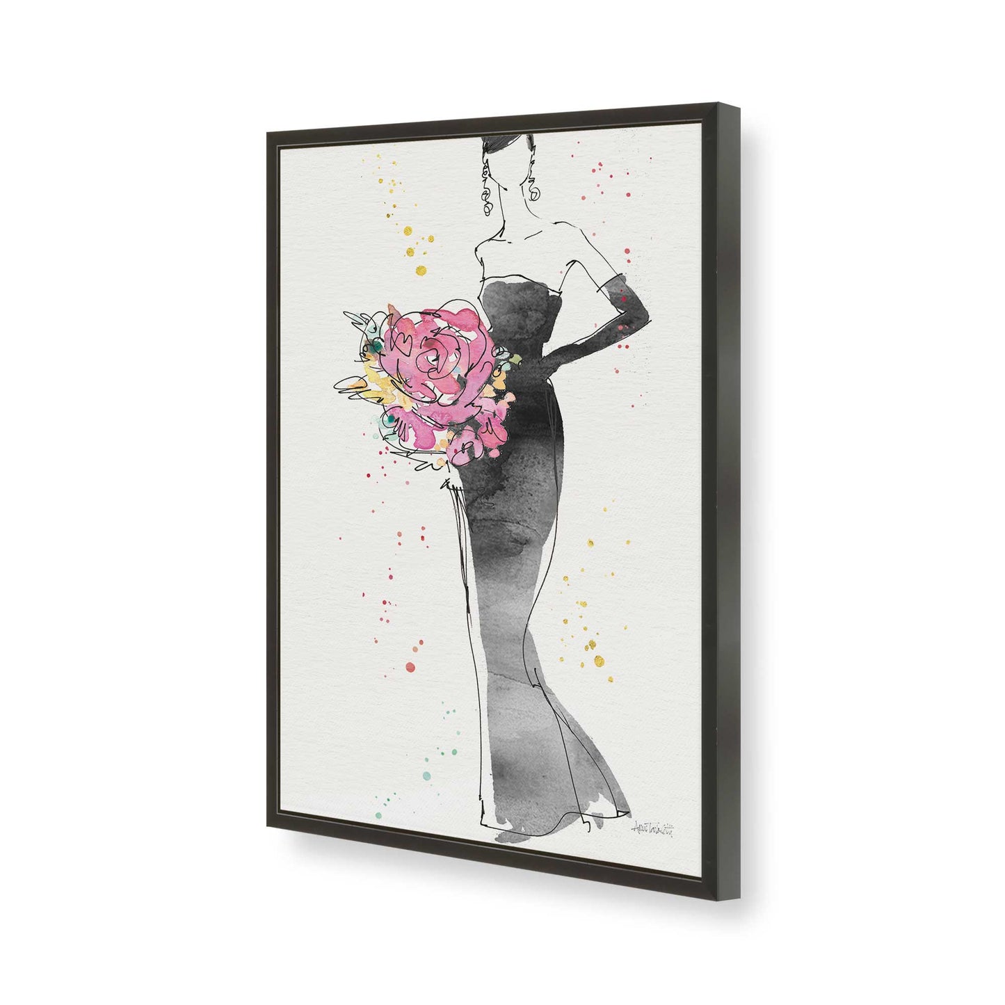 [Color:Satin Black], Picture of art in a Satin Black frame of the corner