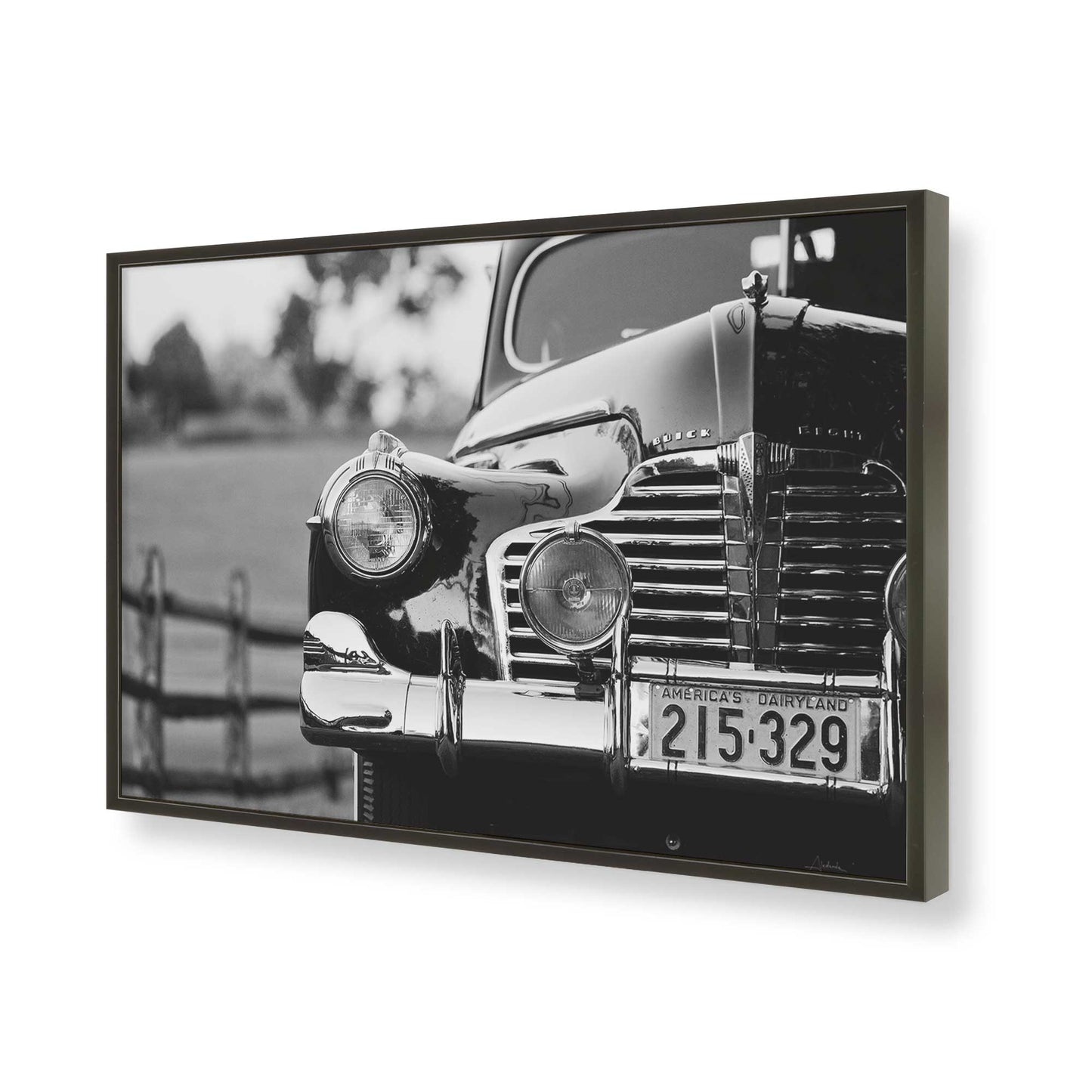 [Color:Satin Black], Picture of art in a Satin Black frame of the corner