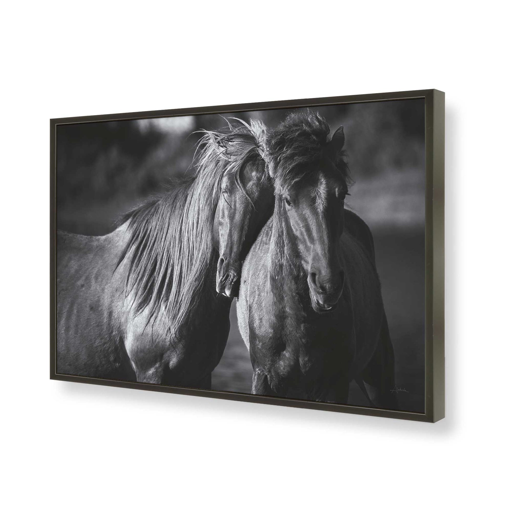 [Color:Satin Black], Picture of art in a Satin Black frame of the corner