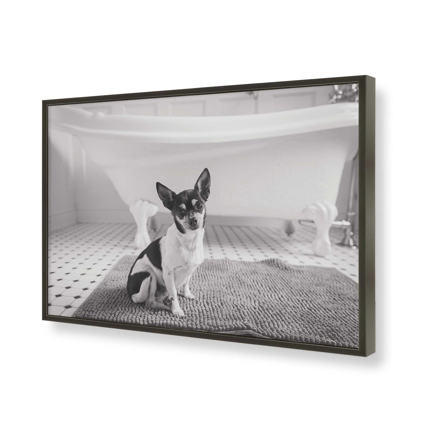 [Color:Satin Black], Picture of art in a Satin Black frame of the corner